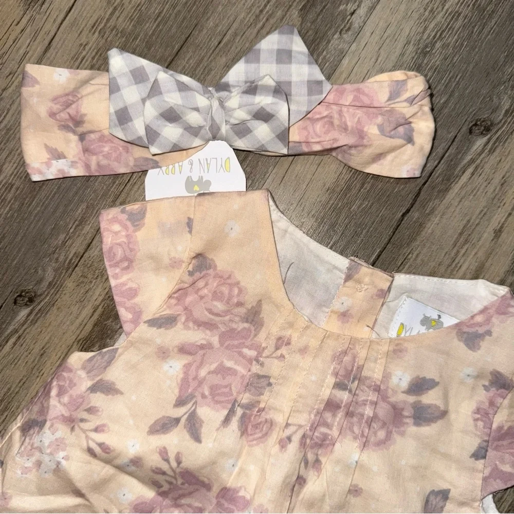 NWT Charming Floral Bubble Romper with Headband